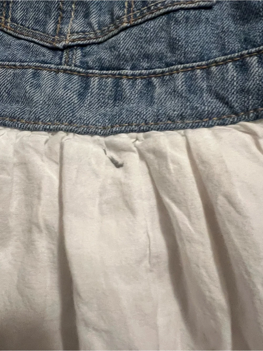 Oshkosh B'Gosh Denim Jumper Summer Dress White Eyelet Skirt Vestbak 5T Toddler